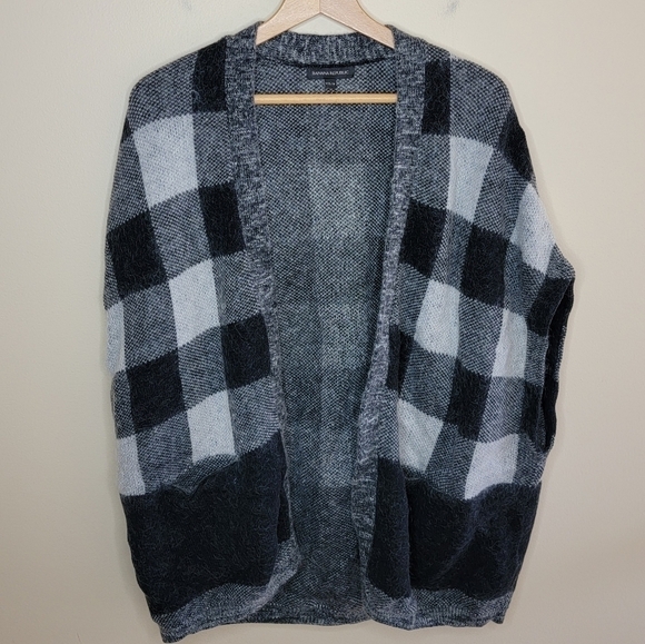 Banana Republic | Checkered Plaid Open Front Cardigan Sweater Vest - Picture 1 of 5